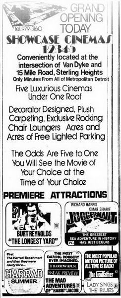 Showcase Cinemas Sterling Heights - 1974-09-27 Ad (newer photo)